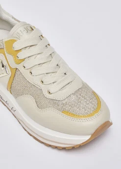 Sneakers platform in mesh con paillettes