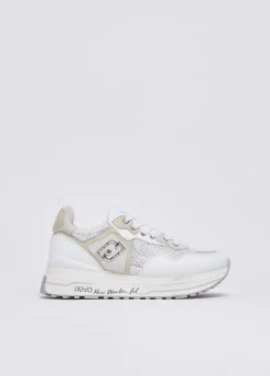 Sneakers platform in mesh con paillettes
