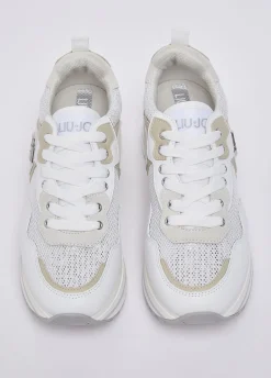 Sneakers platform in mesh con paillettes