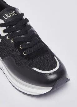 Sneakers platform in mesh con paillettes