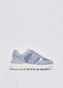 Sneakers platform in suede e mesh