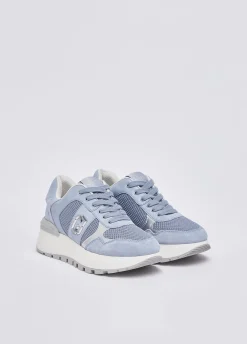 Sneakers platform in suede e mesh