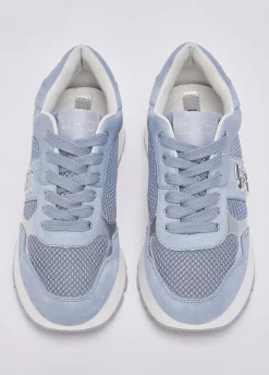 Sneakers platform in suede e mesh