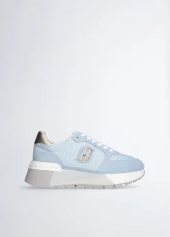 Sneakers platform in suede e mesh