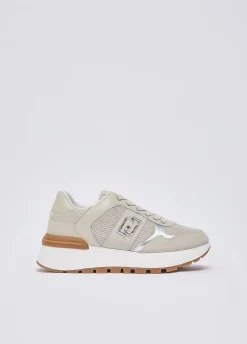 Sneakers platform in suede e mesh