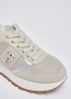 Sneakers platform in suede e mesh