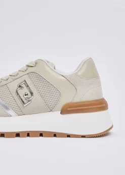 Sneakers platform in suede e mesh