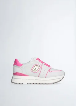 Sneakers platform in suede e mesh