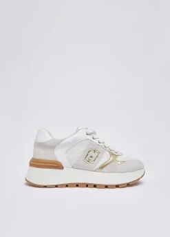 Sneakers platform in suede e mesh