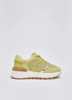 Sneakers platform in suede e mesh
