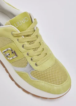 Sneakers platform in suede e mesh