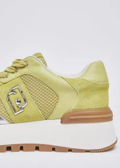 Sneakers platform in suede e mesh