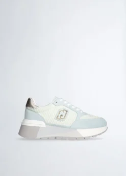 Sneakers platform in suede e mesh