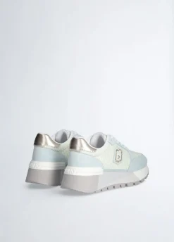 Sneakers platform in suede e mesh