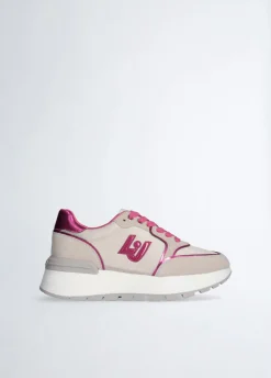Sneakers platform in suede e nylon