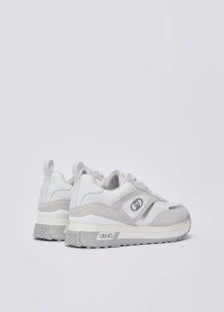 Sneakers platform in suede e pelle