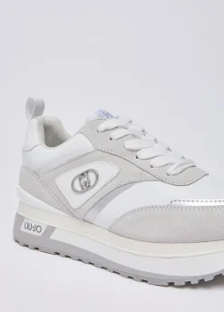 Sneakers platform in suede e pelle