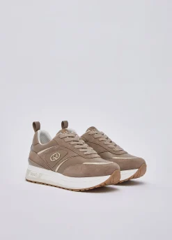 Sneakers platform in suede e pelle