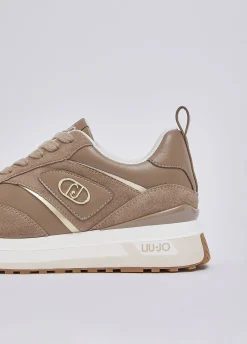 Sneakers platform in suede e pelle
