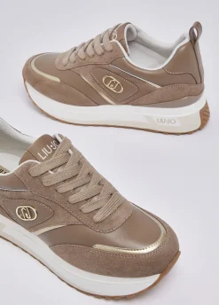 Sneakers platform in suede e pelle