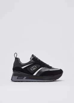 Sneakers platform in suede e pelle