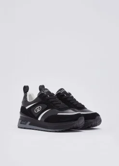 Sneakers platform in suede e pelle