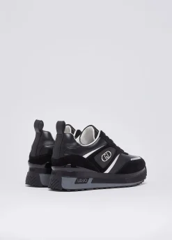 Sneakers platform in suede e pelle