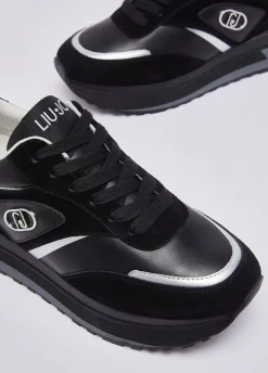 Sneakers platform in suede e pelle