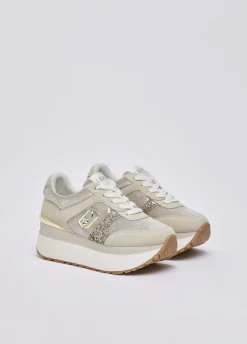 Sneakers super platform effetto velluto