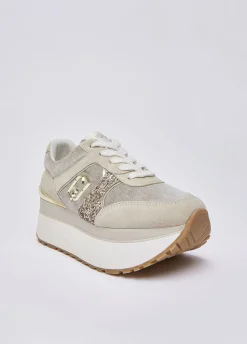 Sneakers super platform effetto velluto