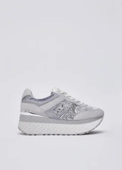 Sneakers super platform effetto velluto