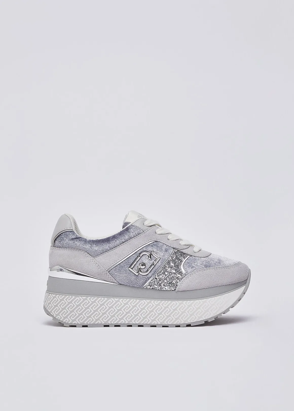 Sneakers super platform effetto velluto