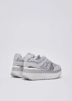 Sneakers super platform effetto velluto