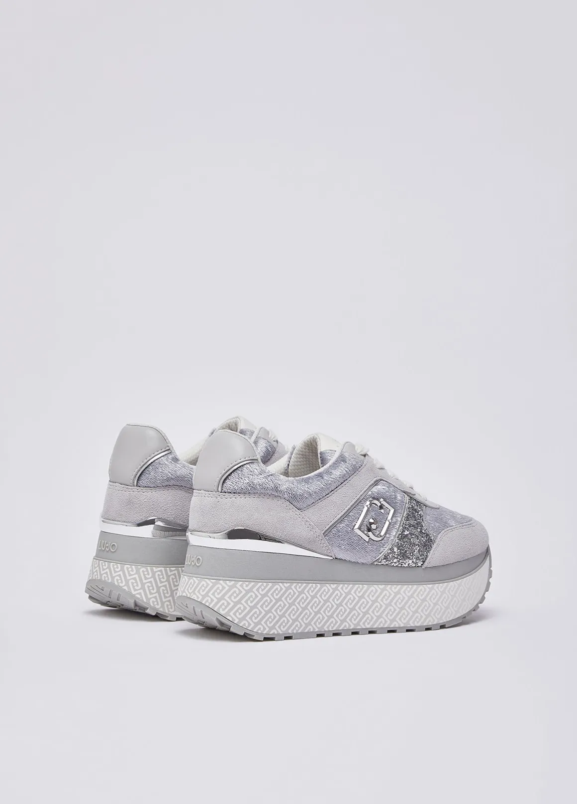 Sneakers super platform effetto velluto