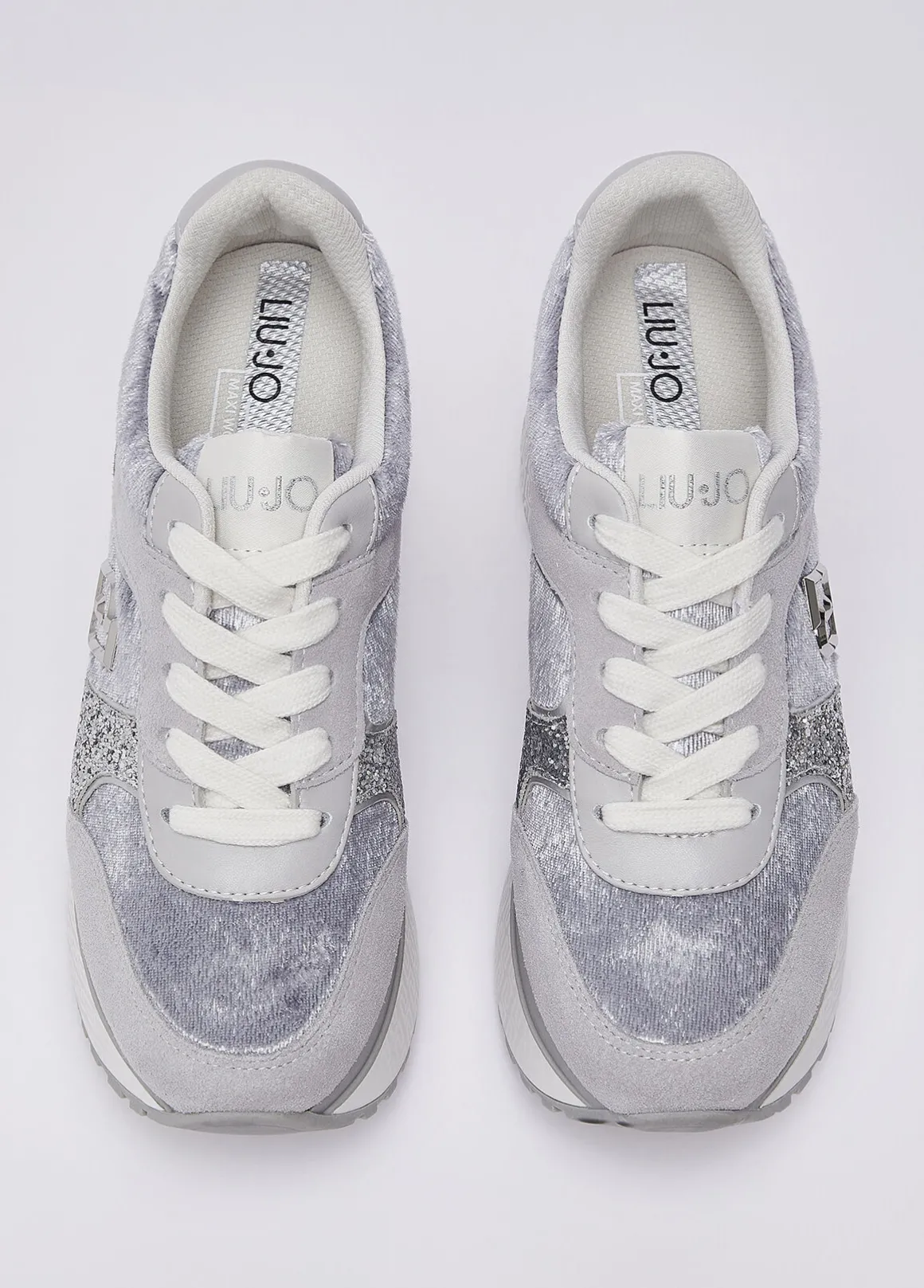 Sneakers super platform effetto velluto