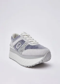 Sneakers super platform effetto velluto