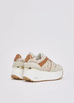 Sneakers super platform in monogram jacquard