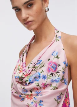 Top a fiori in raso