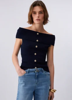 Top bardot in maglia
