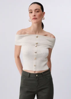 Top bardot in maglia