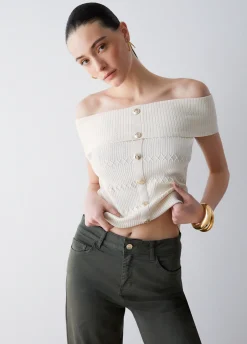 Top bardot in maglia