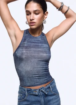 Top effetto denim