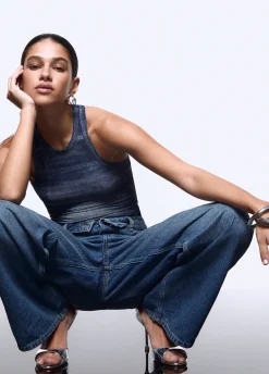 Top effetto denim