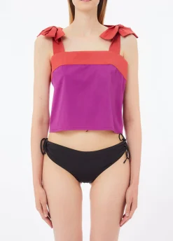 Top in cotone con fiocchetti