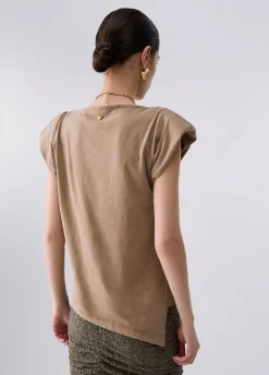 Top in jersey con ricamo