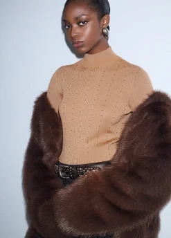 Top in lana con strass