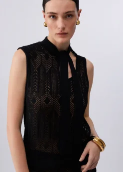 Top in maglia con fiocco