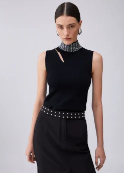 Top in maglia con strass