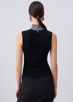 Top in maglia con strass