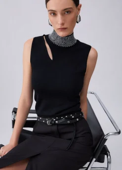 Top in maglia con strass